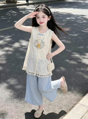 女童新中式国风套装夏装2026新款洋气女孩唐装大童高级感改良汉服