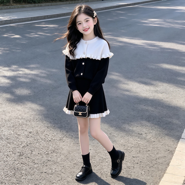 女童连衣裙秋装2026新款洋气毛衣裙子儿童装时髦小香风套装春秋款