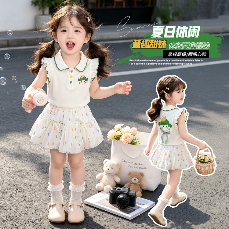 女小童套装夏2026新款儿童巨好看娃娃衫女宝宝夏装花苞裙裤两件套