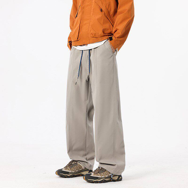 休闲裤男款2026春季新款宽松直筒垂感抗皱百搭口袋设计感男生裤子