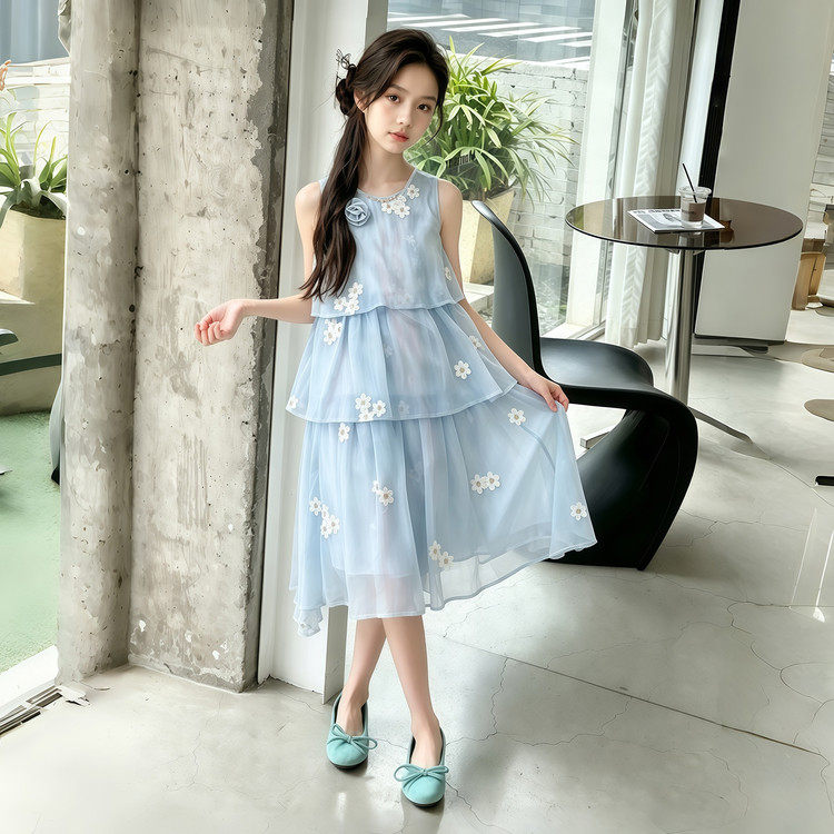 女童夏装公主裙2026新款雪纺裙子女大童夏季背心裙儿童夏天连衣裙