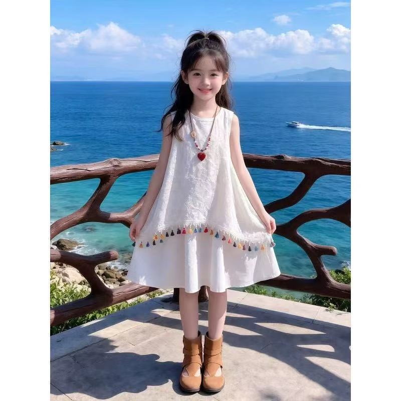 女童超仙民族风背心连衣裙夏装2026新款儿童度假海边沙滩公主裙子