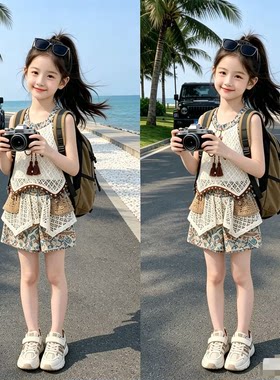 女童夏季波西米亚套装2026新款无袖上衣夏装不规则半身裙二件套潮