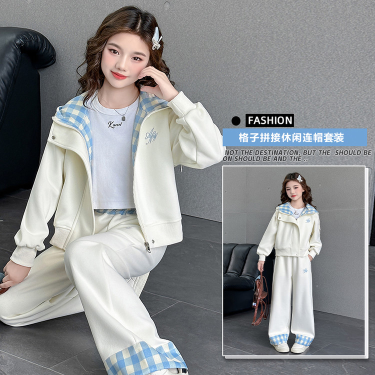 女童套装秋季2026新款儿童外套初中大童女孩直筒裤子秋装休闲衣服