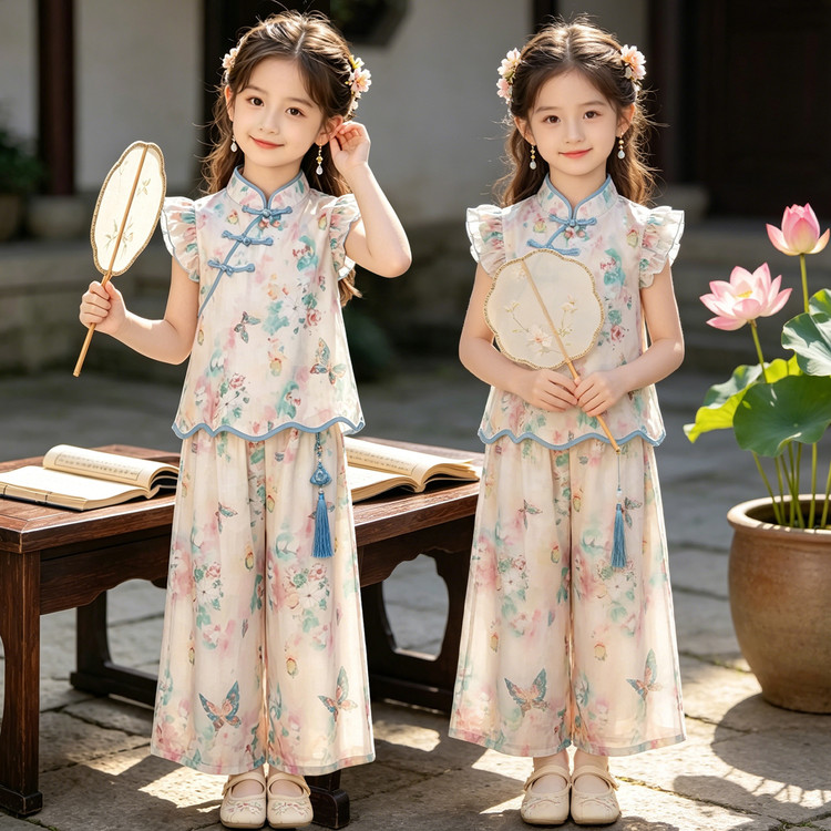 新中式女童套装夏季2026新款汉服儿童夏装国风唐装宝宝薄款巨好看