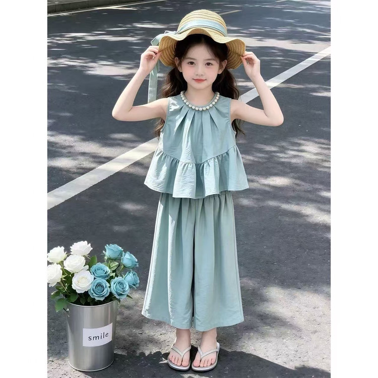 女童夏装时髦套装2026新款中大童无袖娃娃衫小女孩休闲裤子洋气潮