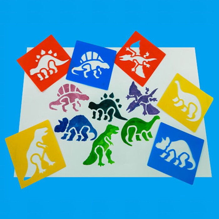 幼儿园美工区材料涂鸦儿童描画镂空绘画塑料模板玩具模板-恐龙6张