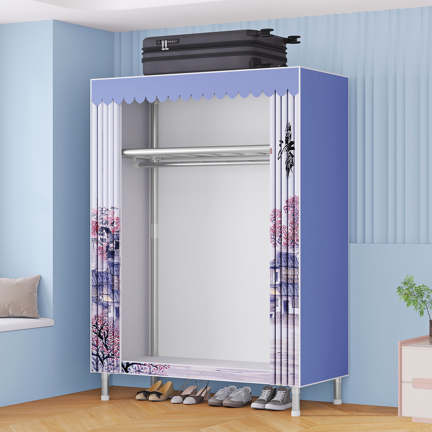 结实耐用布衣柜钢架结构简易衣橱衣架柜家用卧室加固粗钢管出租房,住宅家具,衣帽架,淘宝优惠券,粉丝福利购,淘宝优惠卷