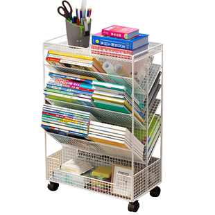 小书架课桌旁置物架落地移动桌边书架侧边书本收纳架简易书柜儿童