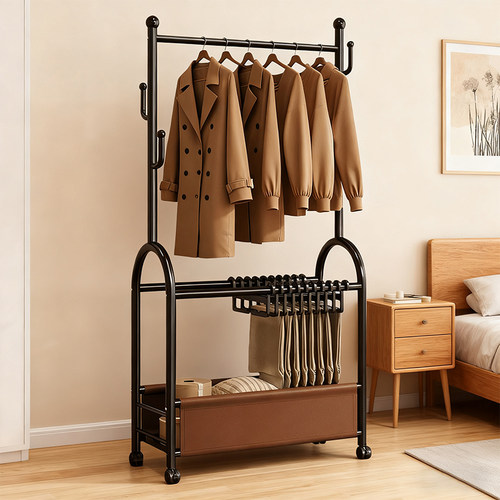 双杆挂衣架落地卧室房间可移动