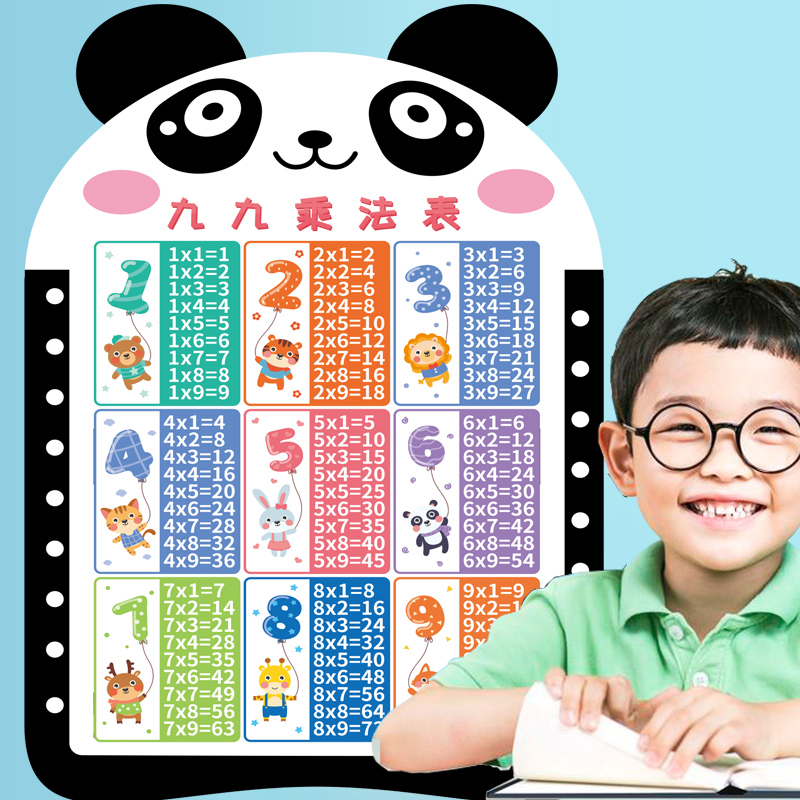 儿童房九因歌小学九九乘法口诀表乘除法乘数表挂墙图墙贴纸表极简