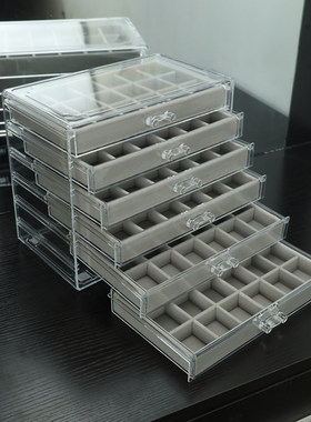 收纳盒防尘耳环耳钉饰品盒多分格