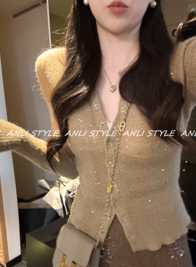 安璃 法式韩系温柔风宽松上衣女秋冬季新款休闲百搭显瘦针织开衫