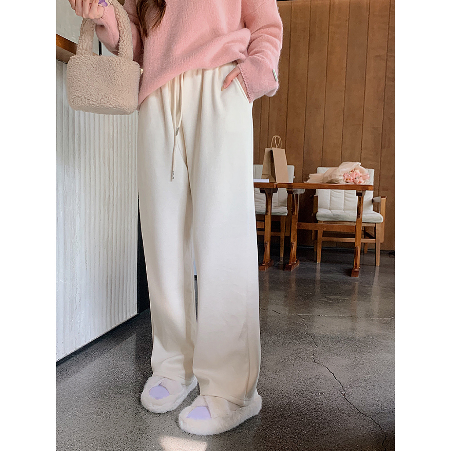 安璃 ANLI 2023年新款冬季高腰百搭休闲裤加绒内里保暖时髦长裤,女装/女士精品,休闲裤,淘宝优惠券,粉丝福利购,淘宝优惠卷