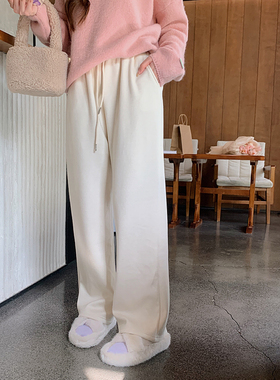 安璃 ANLI 2023年新款冬季高腰百搭休闲裤加绒内里保暖时髦长裤