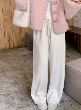 安璃 秋冬慵懒风百搭时髦高腰显瘦宽松加绒加厚阔腿裤
