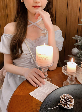 安璃 温柔风交叉挂脖V领褶皱设计感蓝色连衣裙花朵拼接显瘦长裙