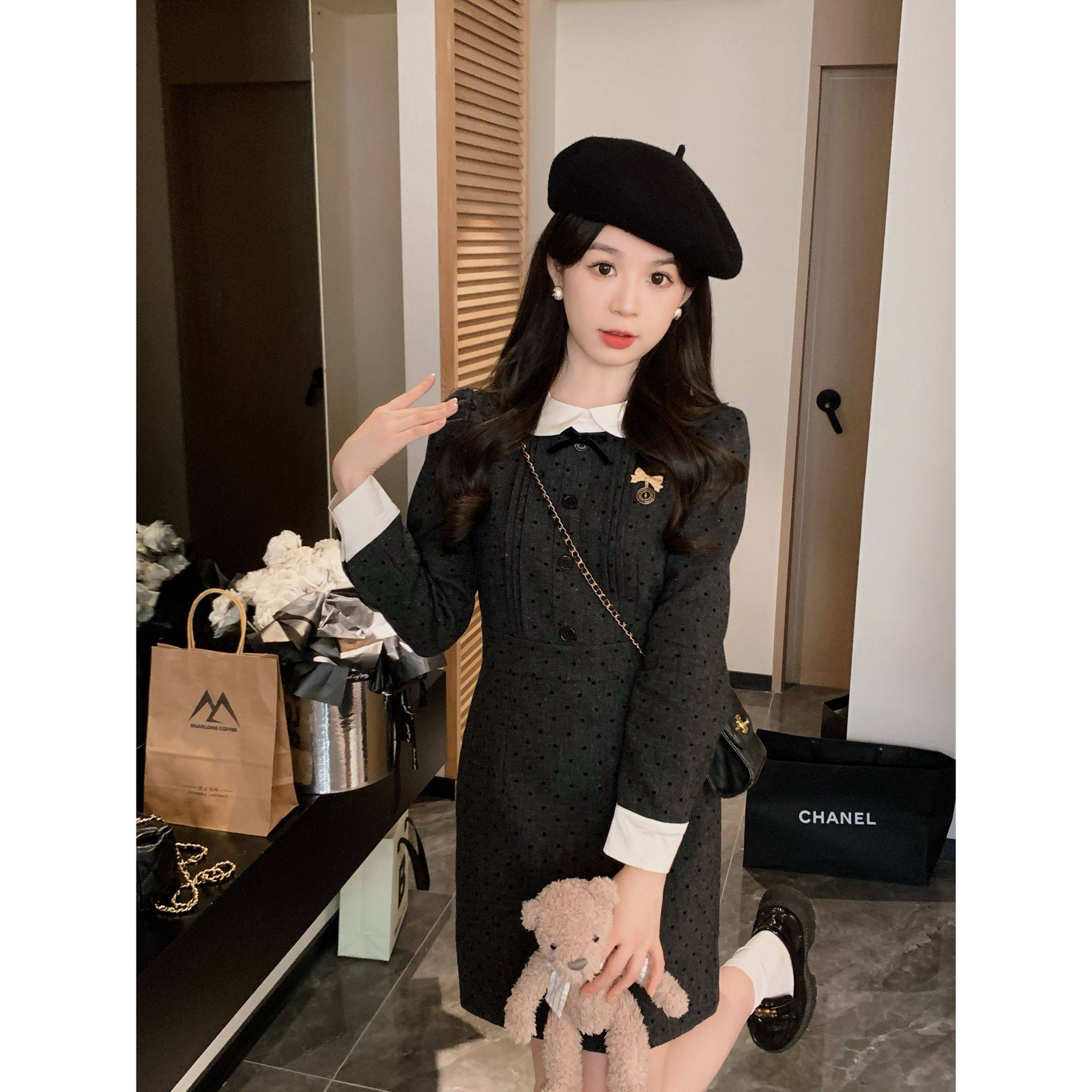 安璃 减龄学院风小波点翻领可爱连衣裙,女装/女士精品,连衣裙,淘宝优惠券,粉丝福利购,淘宝优惠卷