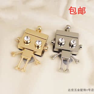 包锁扣配件金属包扣锁扣机器人锁金色银色包锁小锁包配件插锁拧锁