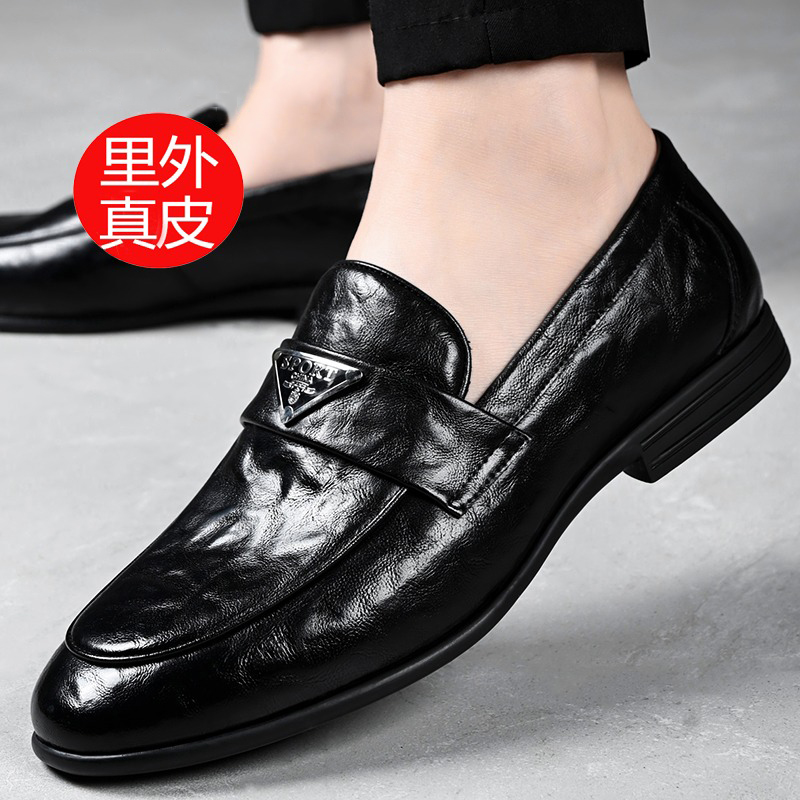 皮鞋男款夏季真皮透气商