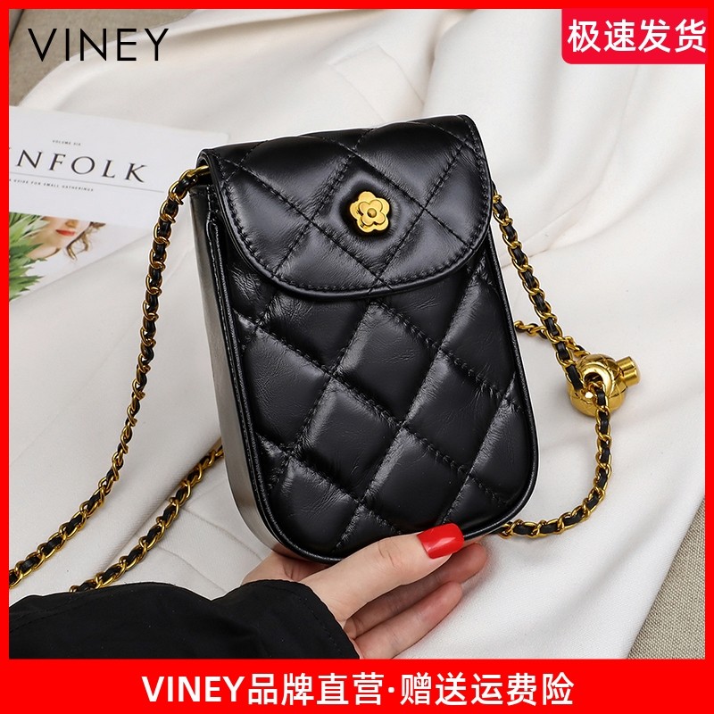 Viney包包新款网红斜挎高级感轻奢链条手机2024迷你小包真皮女包