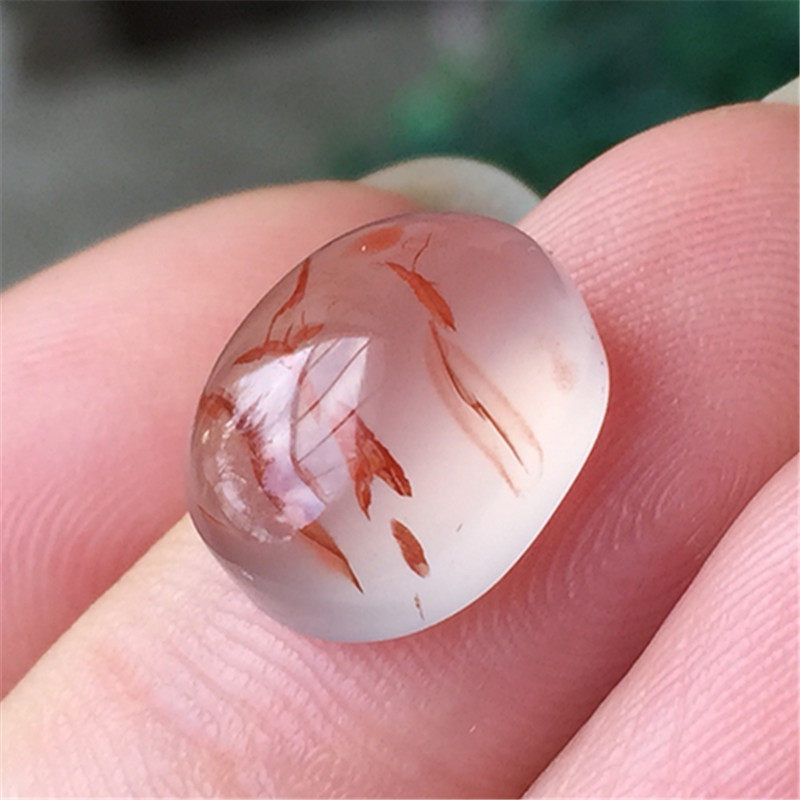 25*9.49mm 天然川料南红玛瑙吊坠冰飘 草花戒面 可镶嵌戒指