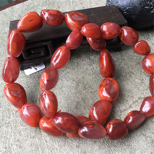 天然川料南红玛瑙柿子红火焰纹手串 随形玉石不规则手链4