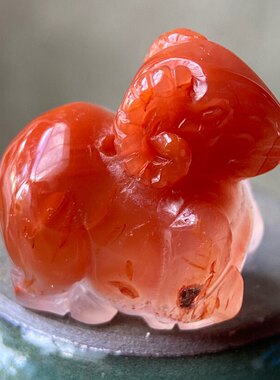 天然九口南红玛瑙冰飘特色立体小羊吊坠diy小挂件生肖雕刻