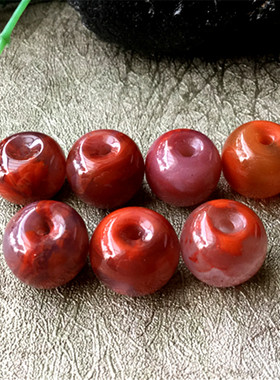特价10毫米左右四川九口料南红玛瑙火焰红苹果珠腰珠DIY配件157b