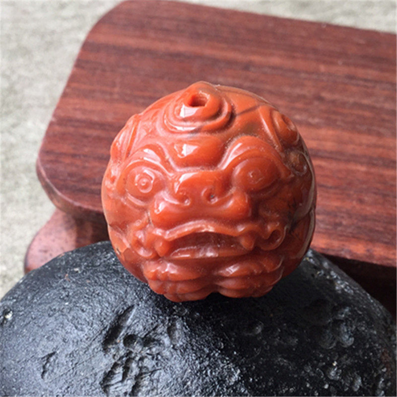 四川九口南红包浆貔貅圆珠满肉玛瑙瑞兽龙珠散珠多宝手串DIY配饰