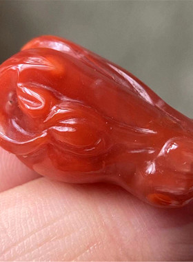 天然手工九口料南红玛瑙12生肖羊头小吊坠 配件diy挂件