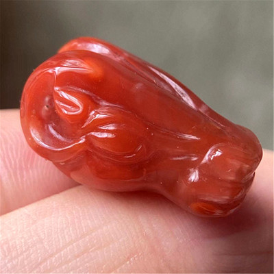 天然手工九口料南红玛瑙12生肖羊头小吊坠 配件diy挂件