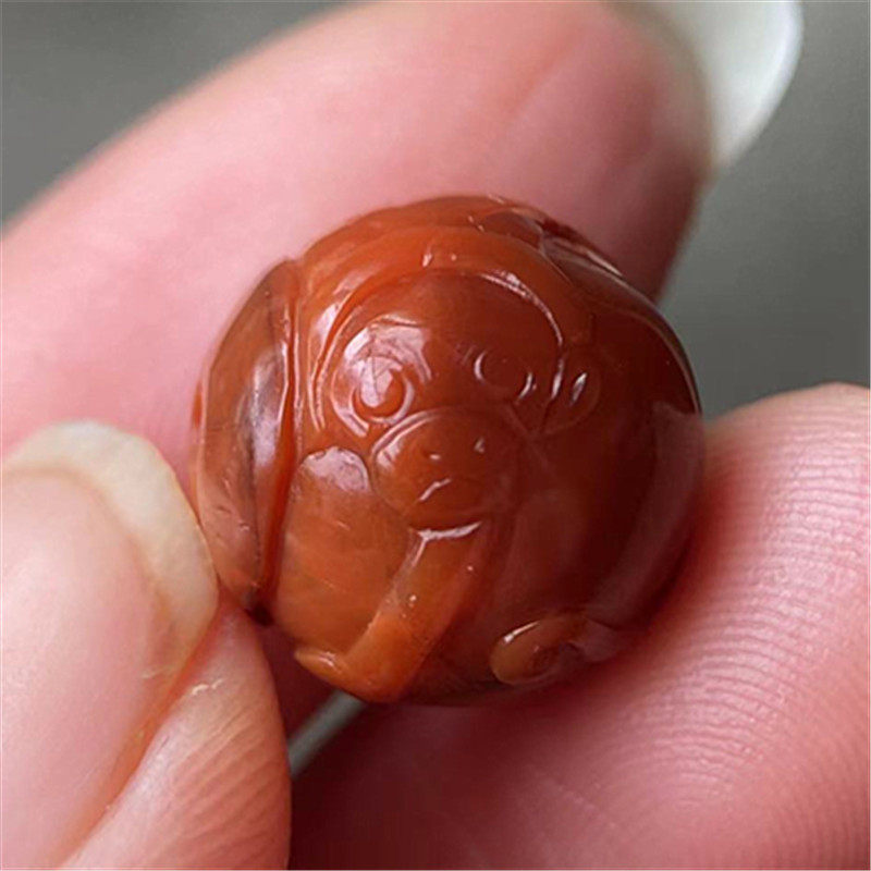 13毫米天然九口料南红玛瑙十二生肖柿子红猴子圆珠 配件DIY 散珠