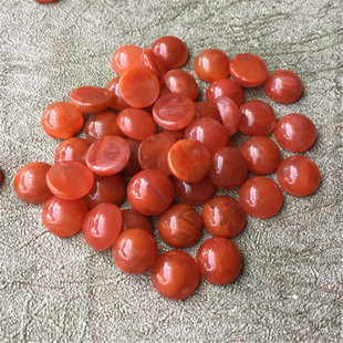 特价5元一个7MM天然川料南红玛瑙柿子红火焰纹小戒面733