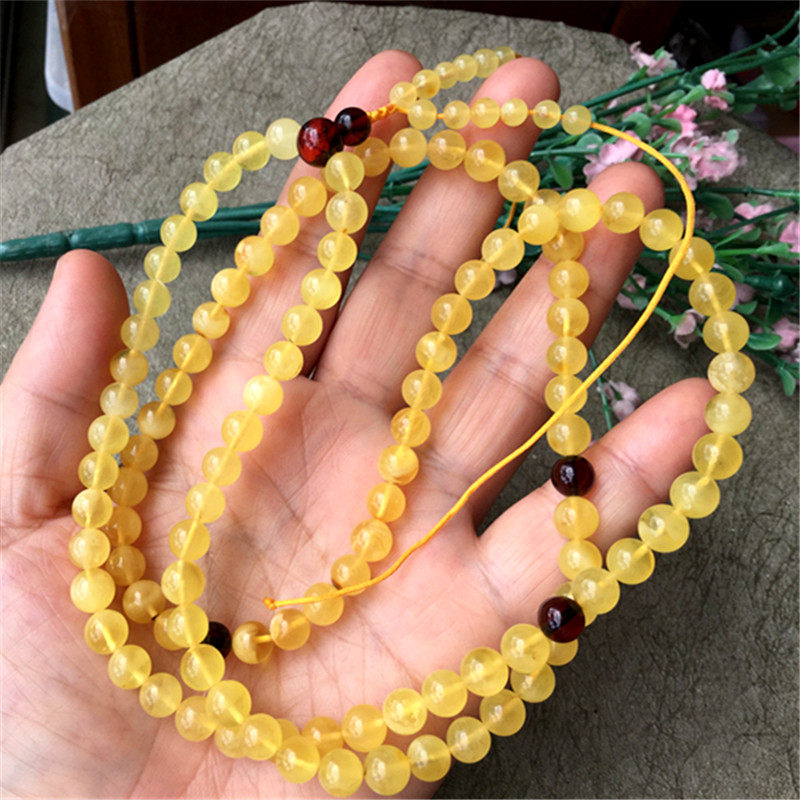 原矿无优化天然波罗的海项链手链蜜蜡 天然金绞蜜。108串珠