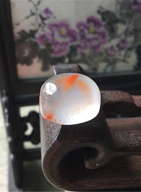 13.83*11.68MM 天然川料南红玛瑙吊坠冰飘 草花戒面 可镶嵌戒指