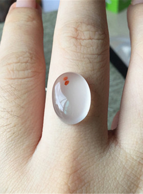 14.46*10.55MM天然川料南红玛瑙吊坠冰飘 飘红戒面 可镶嵌戒指