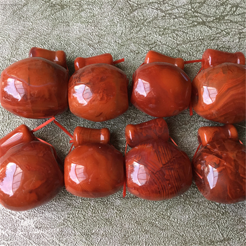 天然川料南红玛瑙柿子红火焰纹佛头佛塔 原石DIY三通配件43