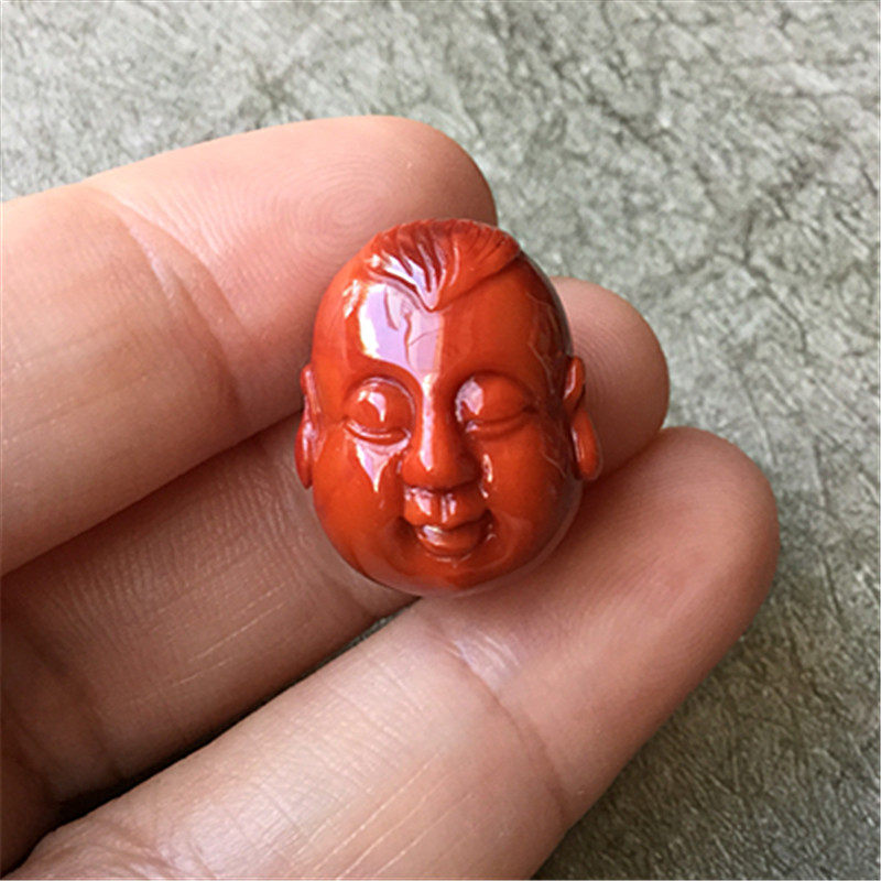 天然川料南红玛瑙弥勒佛吊坠雕件柿子红童子雕刻挂饰项坠