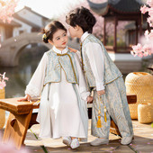 女童唐装 男童汉服朗诵比赛春秋儿童演出服小学生中式 国风民族服装