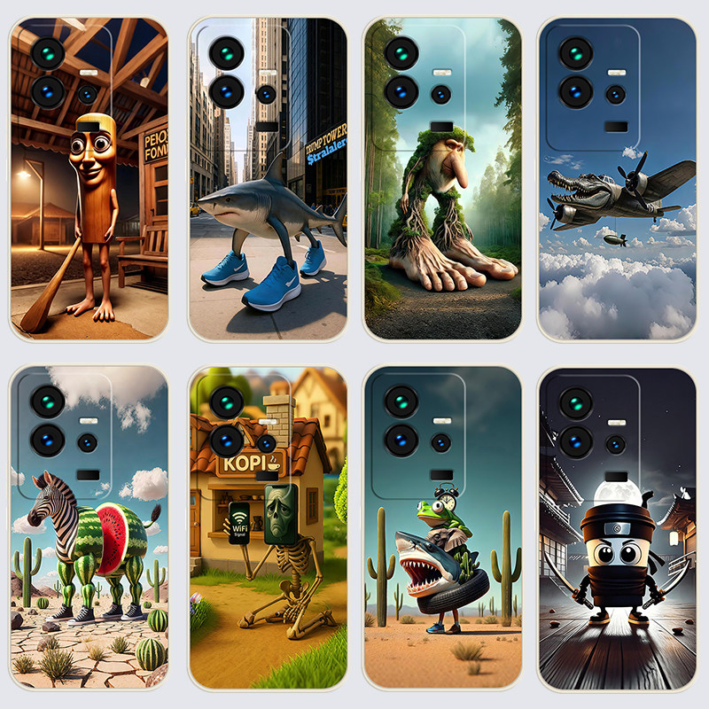 iqoo11手机壳V2243A国外山海经木棍人通通哥直边软壳爱酷11潮流vlvo保护套ioqo11全包边磨砂卡通软胶新款防摔