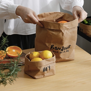 可以水洗的牛皮纸袋子冰箱厨房水果防水食品收纳袋化妆盆栽书收纳