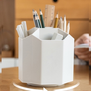 旋转笔筒五格大容量化妆刷收纳桌面收纳盒创意笔桶文具收纳可旋转
