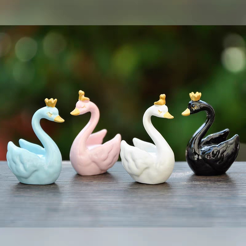 可爱卡通天鹅微景观小摆件树脂创意配件桌面摆件装饰品
