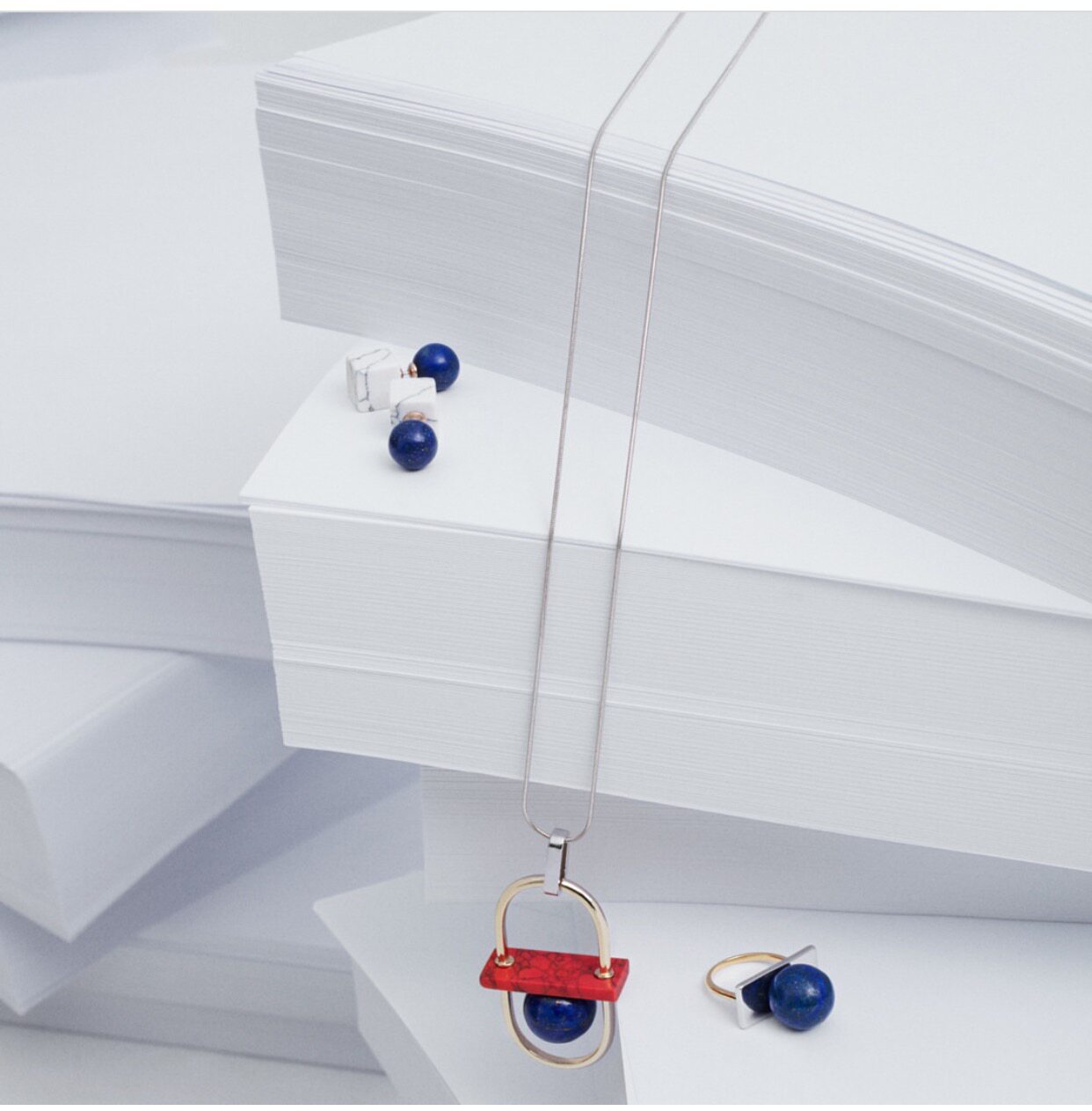 西班牙树枝青金石长款毛衣链