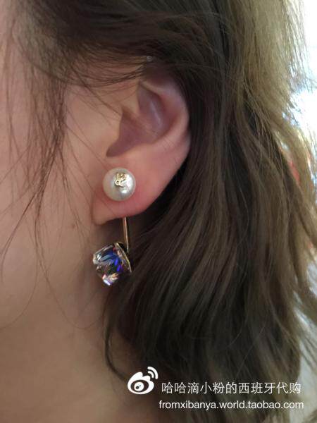 西班牙铜镀金水晶珍珠耳环新品