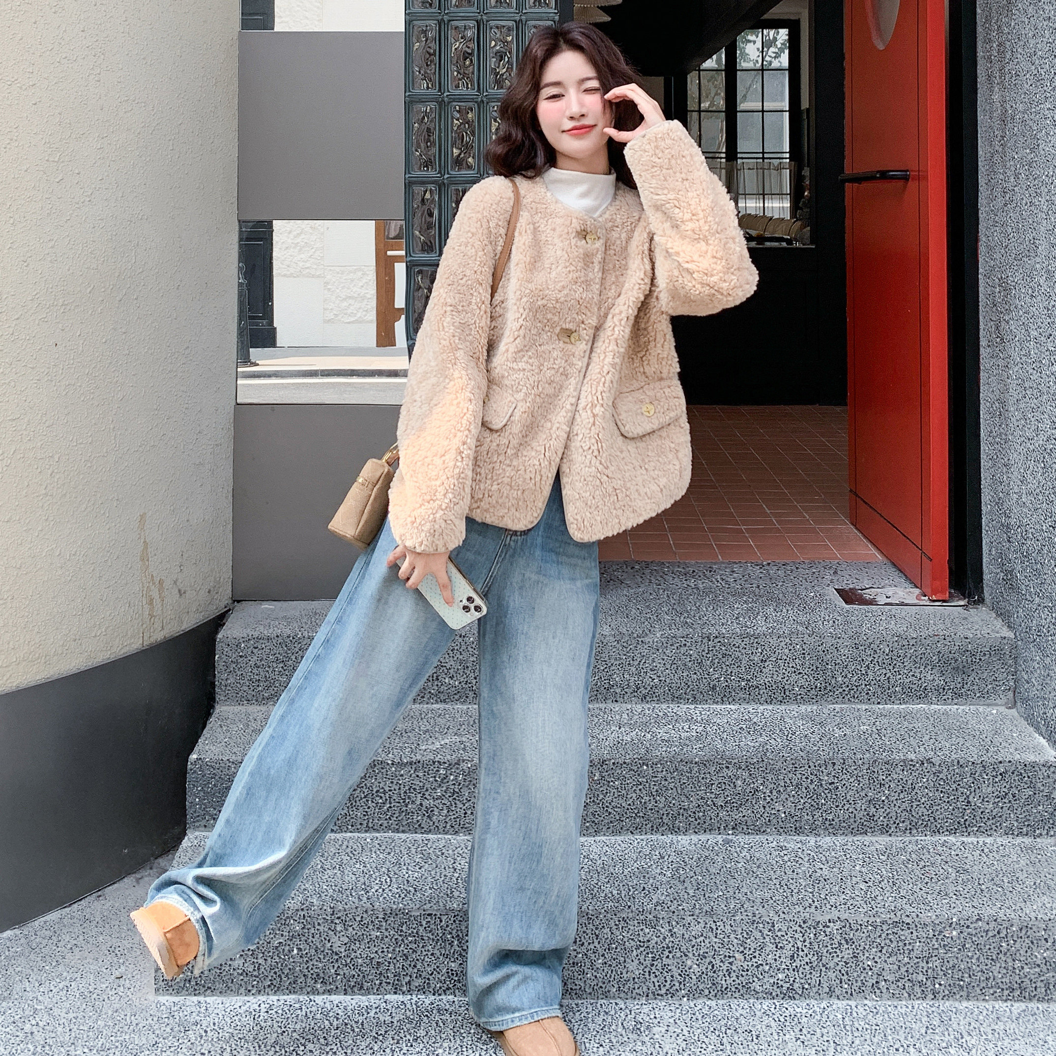 25冬新现货羊羔毛外套170-2585-P205-K298,女装皮草,浙宝170