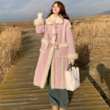 25冬新大翻领立体蝴蝶结加厚中长款毛毛外套170-2593-P235-K349，女装皮草，浙宝170