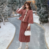 25冬新出货中新中式90绒外套+半身裙两件套170-6810-P315-K468，女装套装/套裙，浙宝170