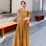 橘色超好看短袖上衣半身裙套装女2025夏新款松弛感宽松休闲两件套，女装套装/套裙，浙宝170
